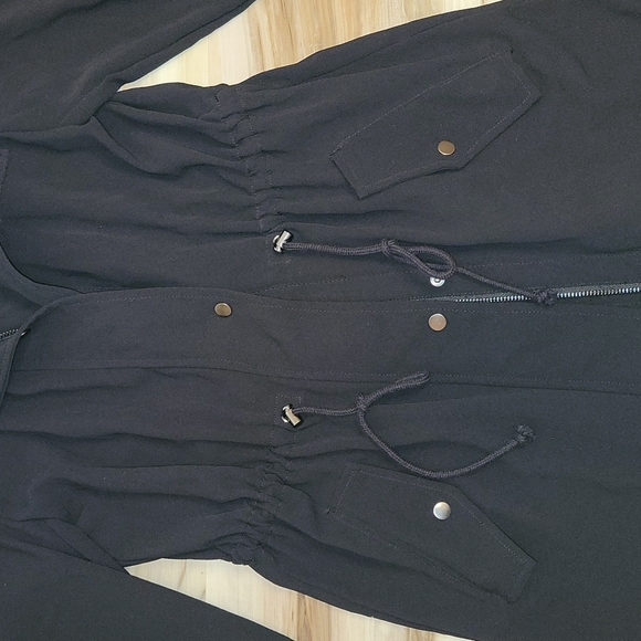 H&M NWT 3 Quarter Length Utility Hooded Black Jacket - Picture 4 of 16